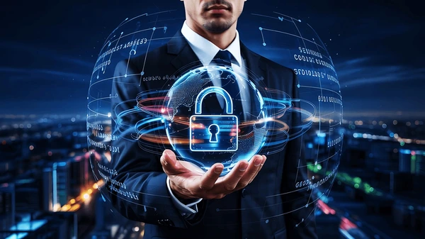 futuristic cybersecurity concept illustration stock 600nw 2615203487